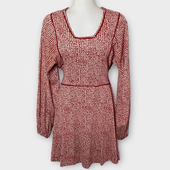 Sundays Child Vintage 70's Red & White Spotted Long Sleeve A-Line Mini Dress - Picture 1 of 16